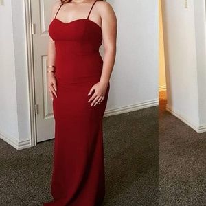 Floor length maroon gown